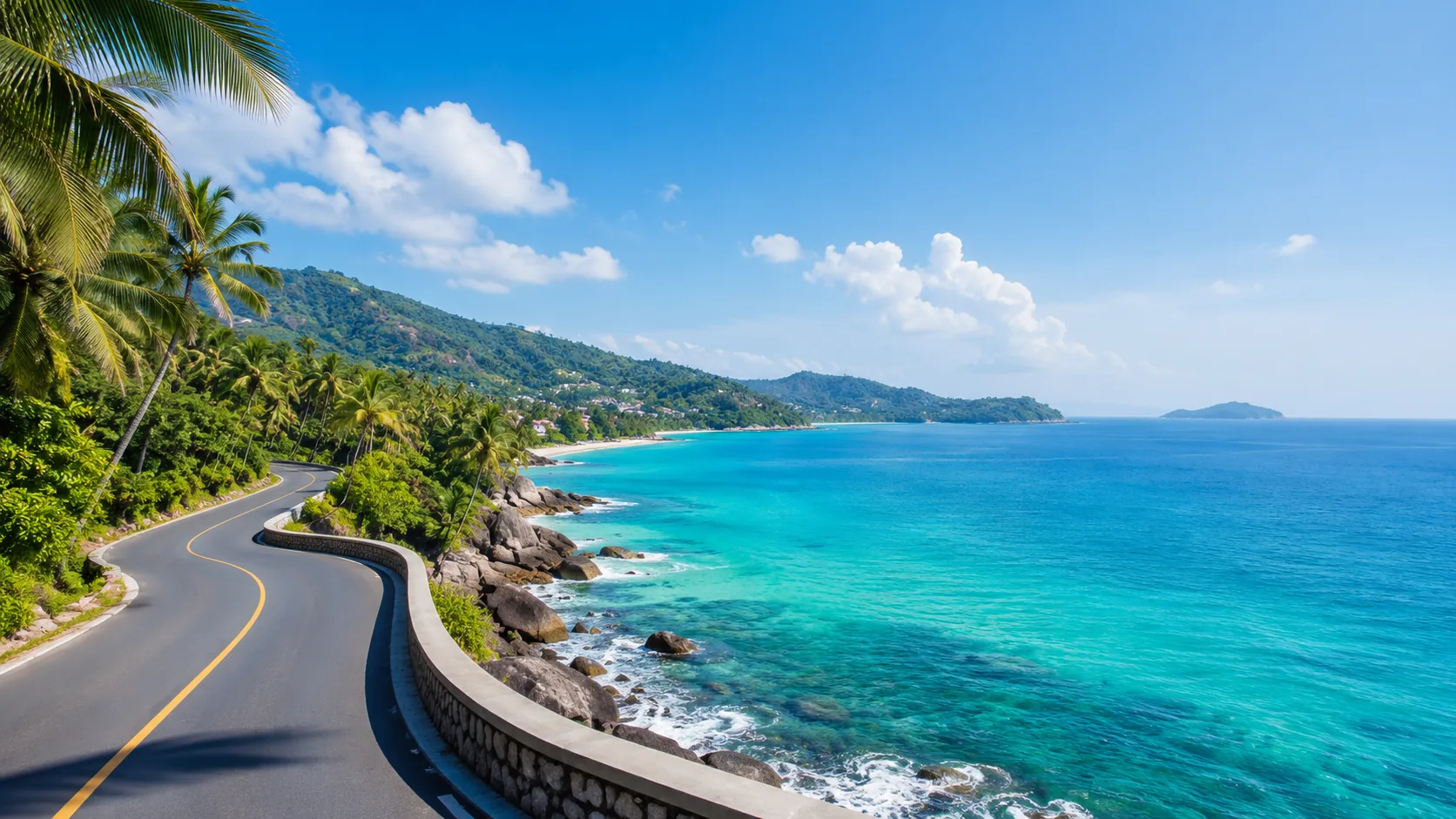A coastal road beside the Andaman Sea in Phuket